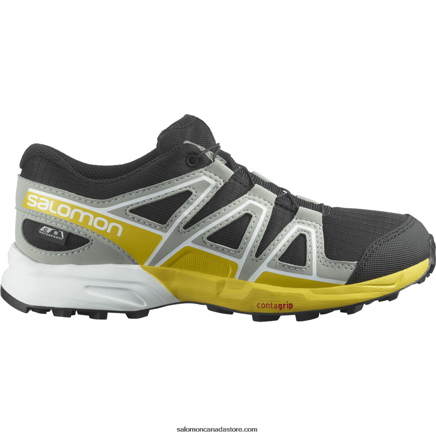 Junior - Kids' Shoes - Speedcross Clima Waterproof Salomon Black/Wrought Iron/Lemon X6B4FZ1343