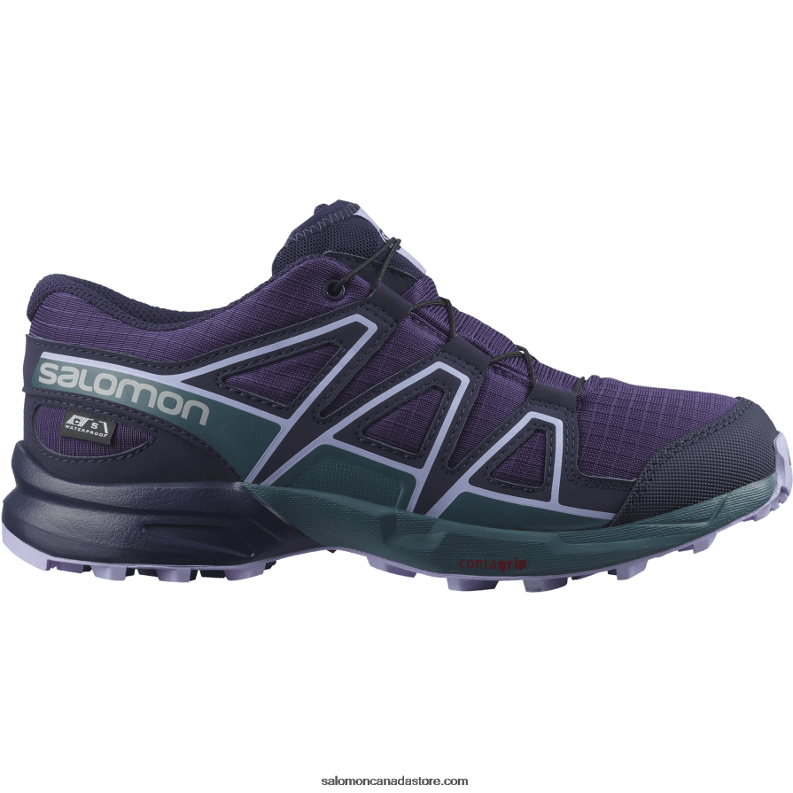 Junior - Kids' Shoes - Speedcross Clima Waterproof Salomon Grape/Mallard Blue/Lavender X6B4FZ1345
