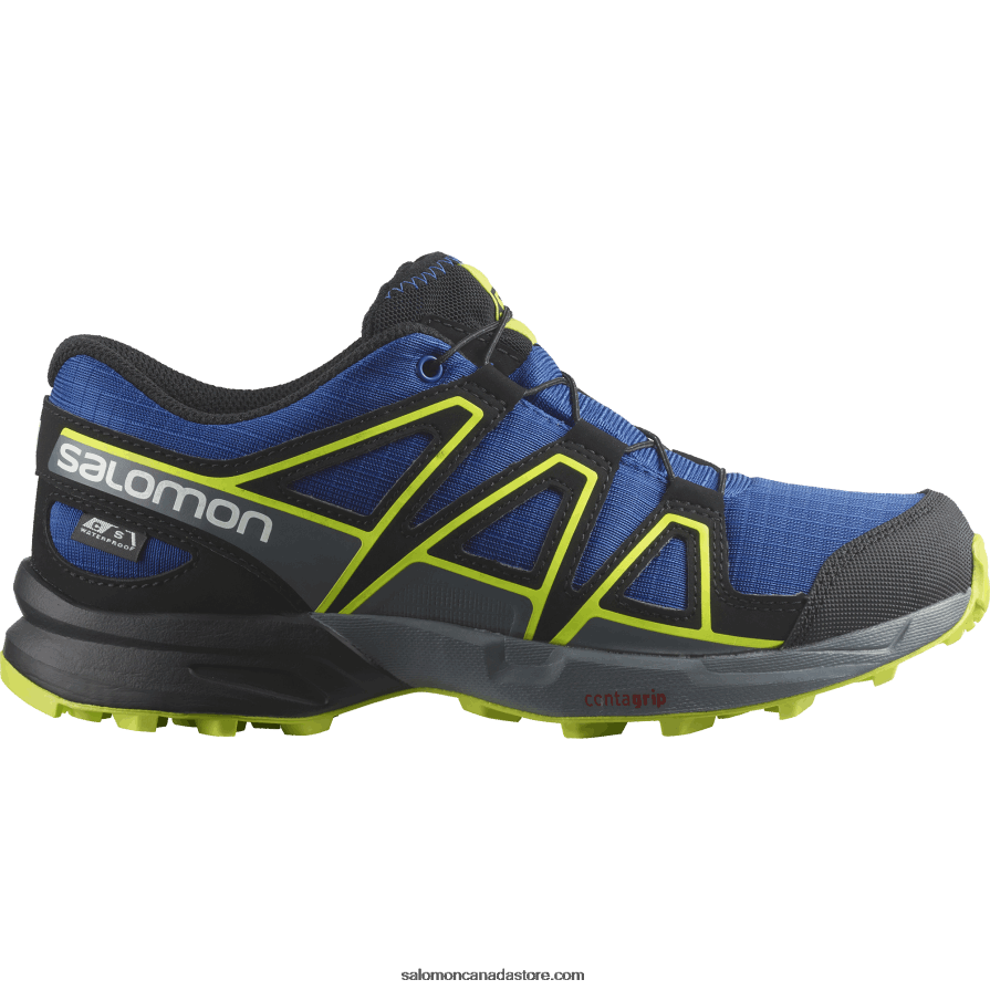 Junior - Kids' Shoes - Speedcross Clima Waterproof Salomon Nautical Blue/Black/Acid Lime X6B4FZ1344
