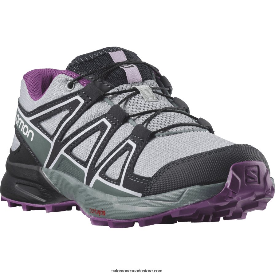 Junior - Kids\' Shoes - Speedcross Salomon Quarry/Black/Sparkling Grape X6B4FZ1353