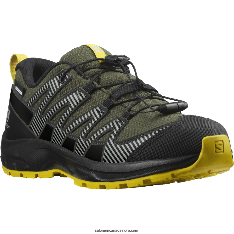 Junior - Kids\' Shoes - Xa Pro V8 Clima Waterproof Salomon Olive Night/Black/Sulphur X6B4FZ1362