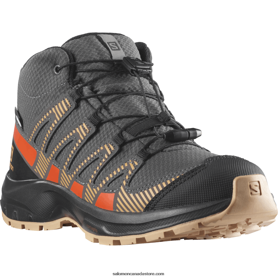 Junior - Kids\' Shoes - Xa Pro V8 Mid Clima Waterproof Salomon Magnet/Acorn/Cherry Tomato X6B4FZ1342