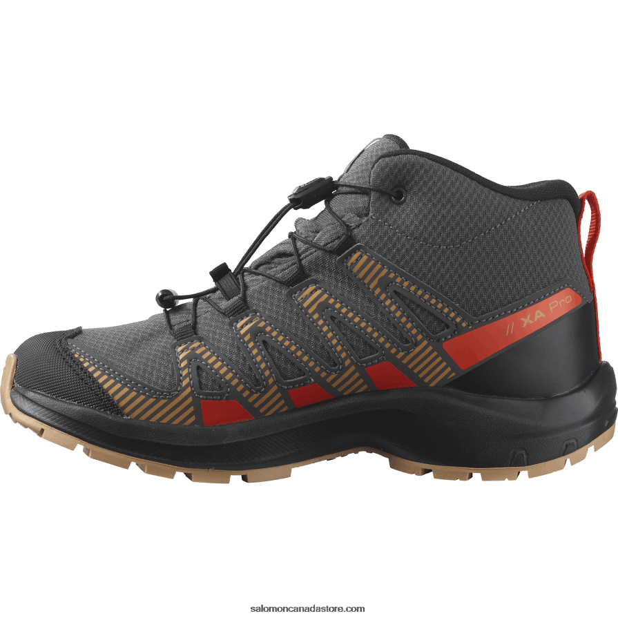 Junior - Kids\' Shoes - Xa Pro V8 Mid Clima Waterproof Salomon Magnet/Acorn/Cherry Tomato X6B4FZ1342