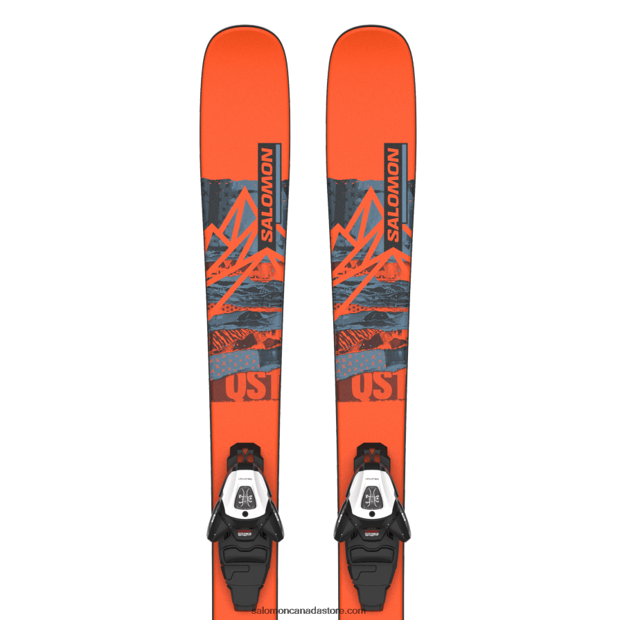Junior - Kids' Freestyle Ski Package - Qst Spark M (And L6) Salomon Flame/Copen Blue/Black X6B4FZ1365