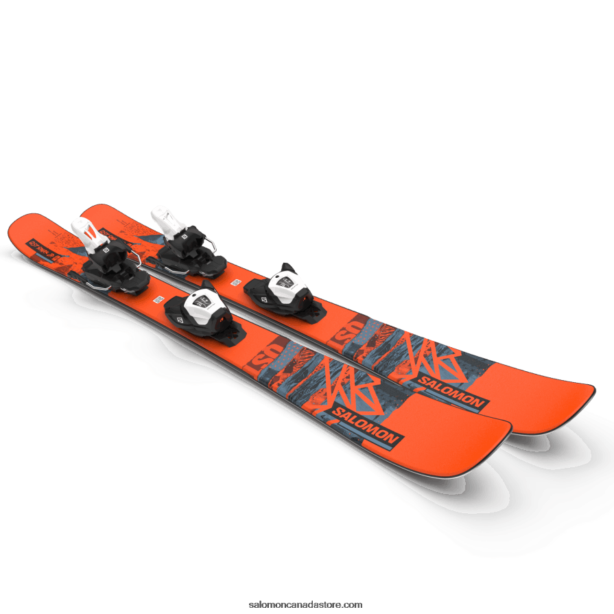 Junior - Kids\' Freestyle Ski Package - Qst Spark M (And L6) Salomon Flame/Copen Blue/Black X6B4FZ1365
