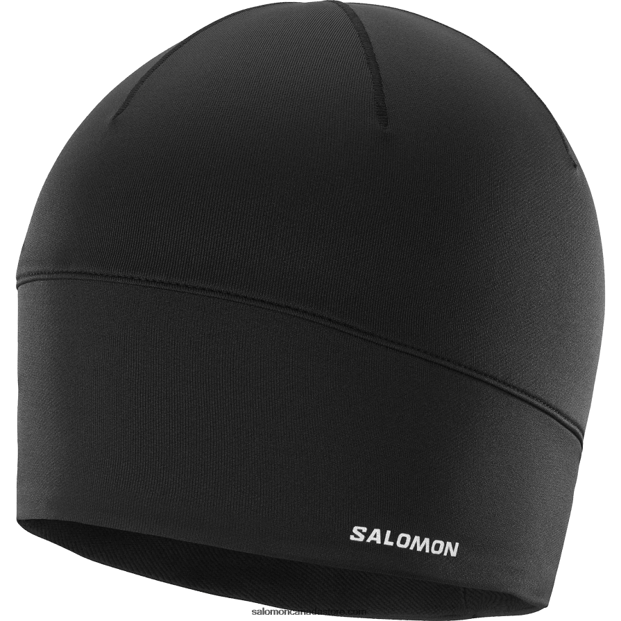 Men's Beanie - Active Salomon Deep Black/Reflective Silver X6B4FZ457