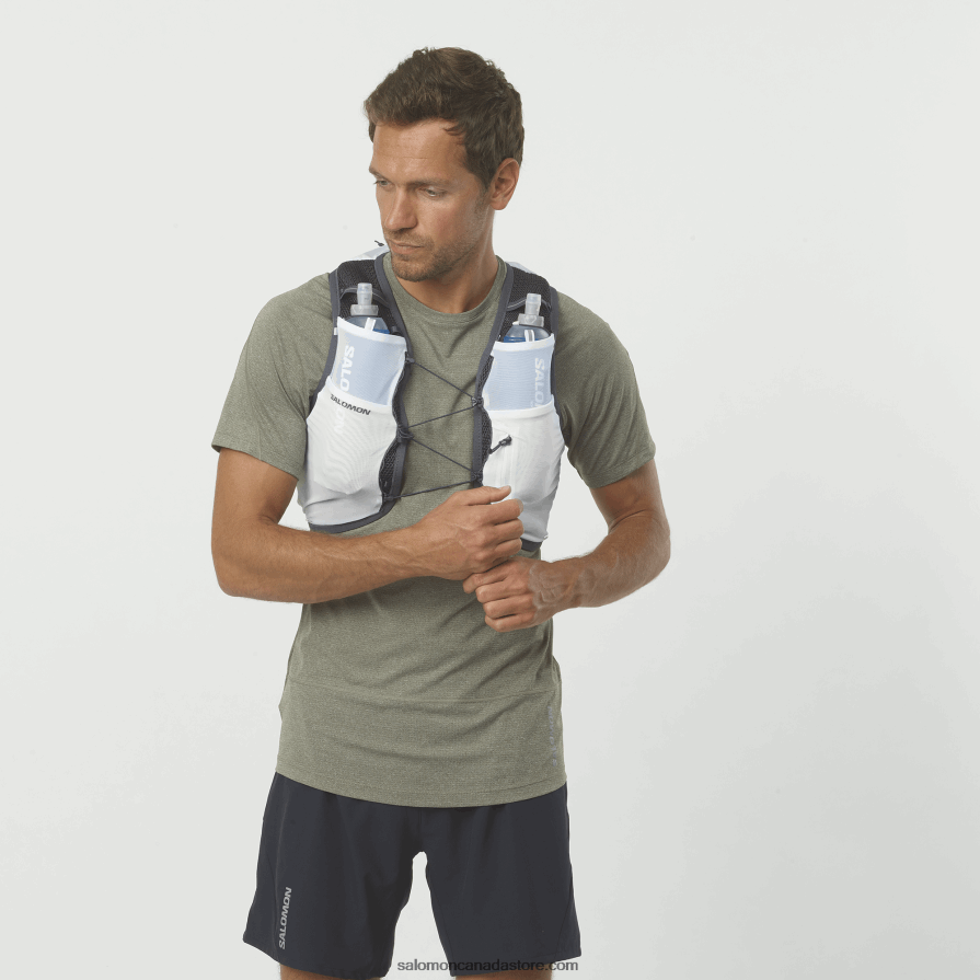 Men's Running Vest with flasks included - Active Skin 8 Salomon White/Ebony X6B4FZ327
