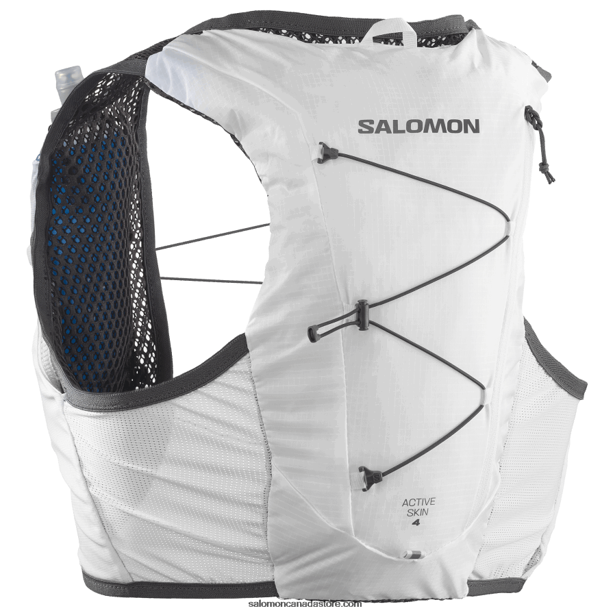 Men\'s Running Vest with flasks included - Active Skin 8 Salomon White/Ebony X6B4FZ327