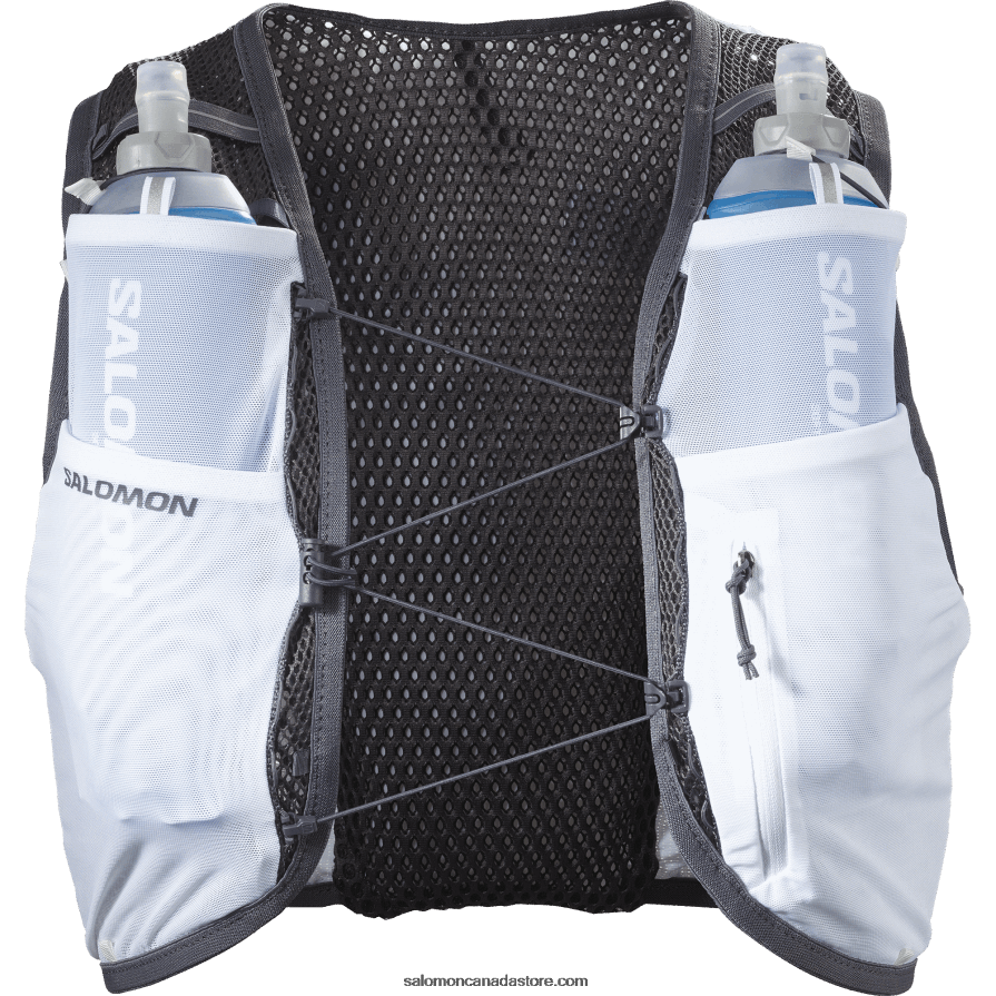 Men\'s Running Vest with flasks included - Active Skin 8 Salomon White/Ebony X6B4FZ327