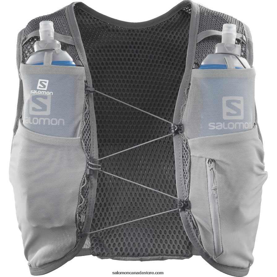 Men\'s Running Vest with flasks included - Active Skin 8 Salomon Wrought Iron/Sedona Sage X6B4FZ323