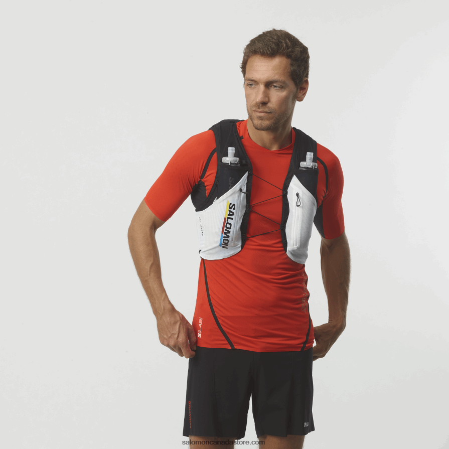 Men's Running Vest with flasks included - Adv Skin 12 Race Flag Salomon Black/White X6B4FZ315