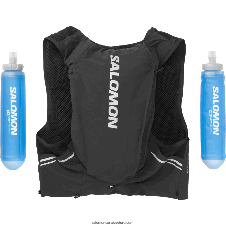 Men\'s Running Vest with flasks included - Sense Pro 10 Salomon Black/Ebony X6B4FZ341