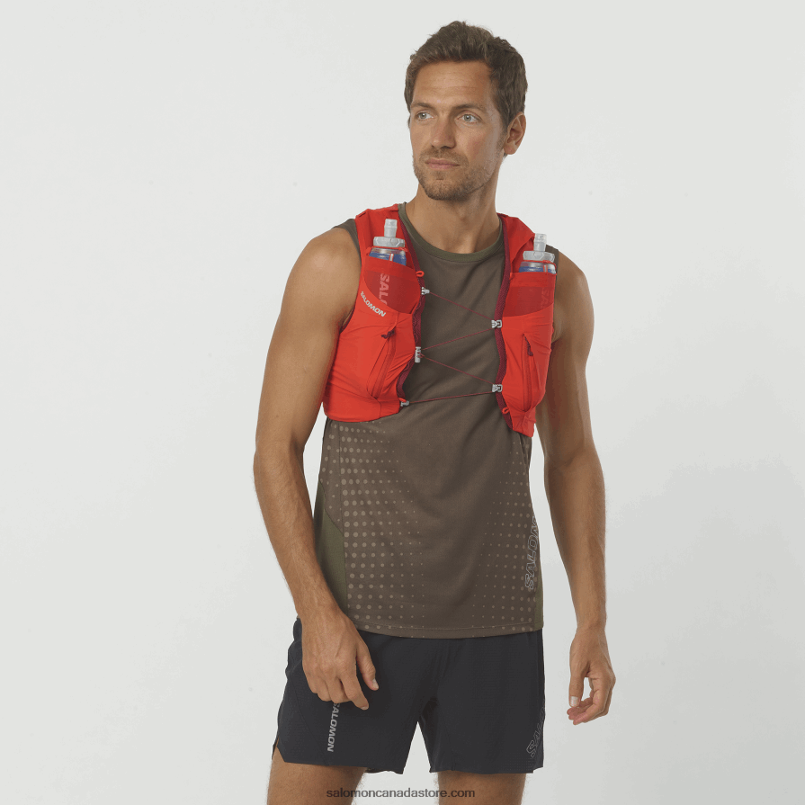 Men's Running Vest with flasks included - Sense Pro 10 Salomon Fiery Red/Ebony/Cabernet X6B4FZ342