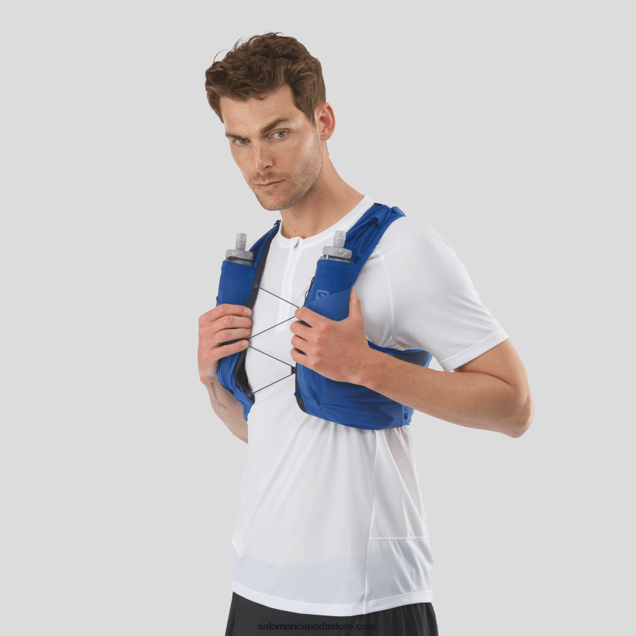 Men's Running Vest with flasks included - Sense Pro 10 Salomon Nautical Blue/Ebony/Mood Indigo X6B4FZ343