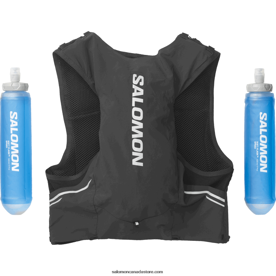 Men\'s Running Vest with flasks included - Sense Pro 5 Salomon Black/Ebony X6B4FZ338