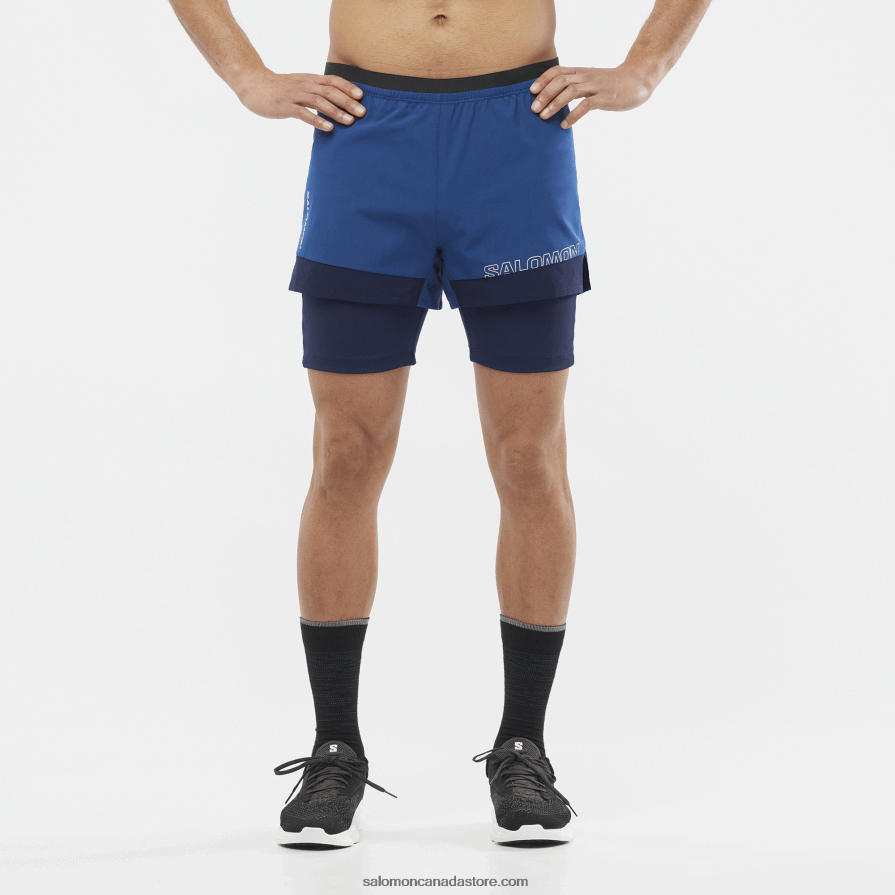 Men's Shorts - Cross 2In1 Salomon Navy Peony/Night Sky X6B4FZ283