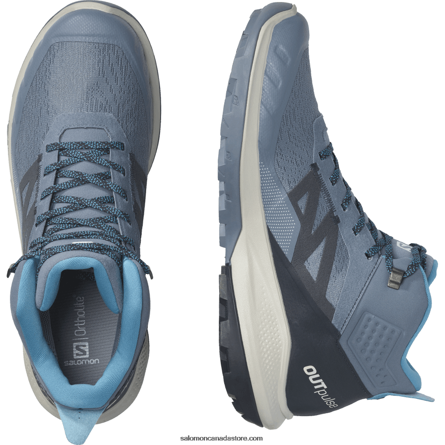 Men\'s Hiking Boots - Outpulse Mid Gore-Tex Salomon China Blue/Carbon/Lunar Rock X6B4FZ32