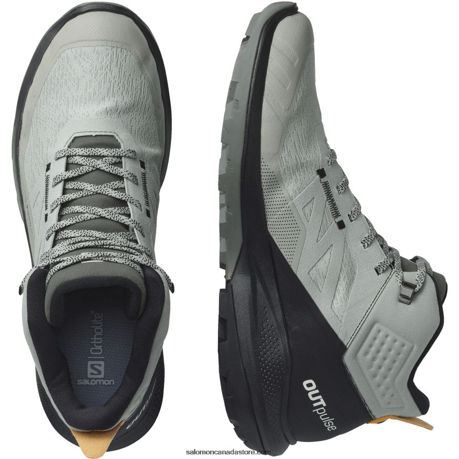 Men\'s Hiking Boots - Outpulse Mid Gore-Tex Salomon Wrought Iron/Black/Vibrant Orange X6B4FZ31