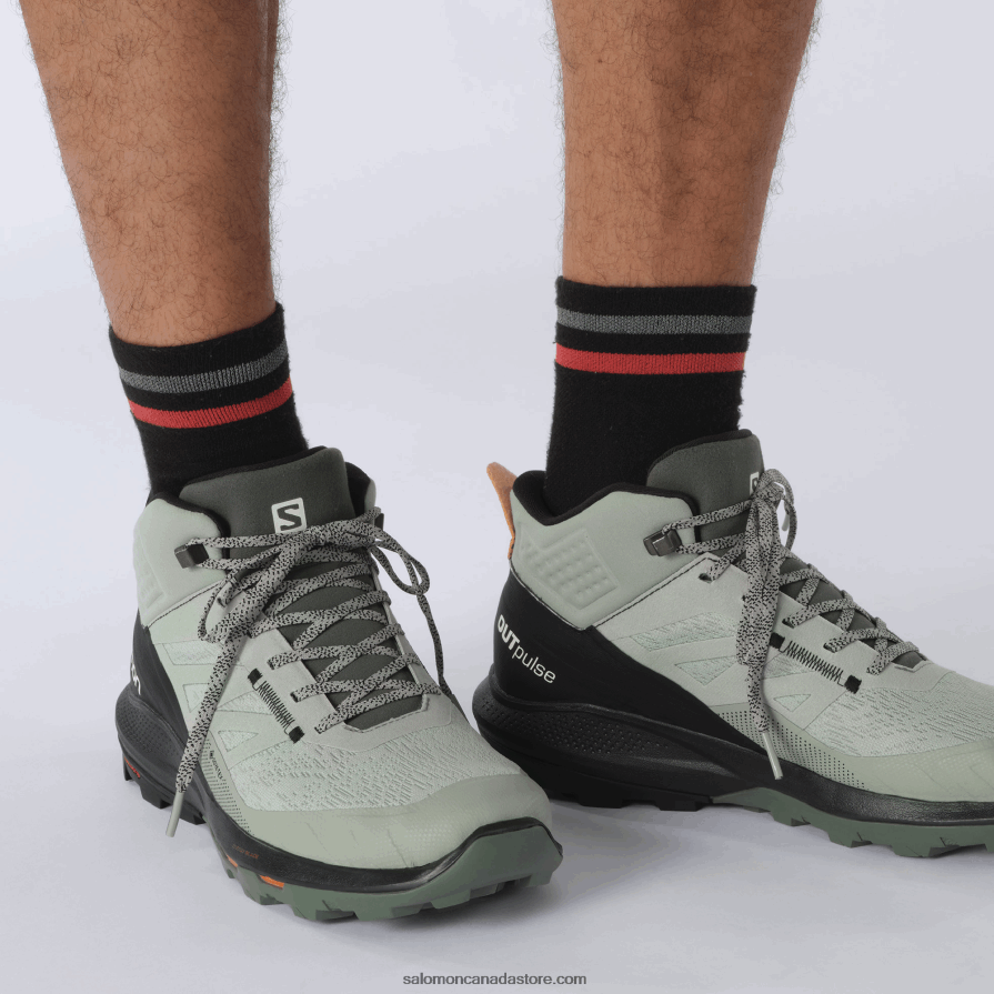 Men\'s Hiking Boots - Outpulse Mid Gore-Tex Salomon Wrought Iron/Black/Vibrant Orange X6B4FZ31