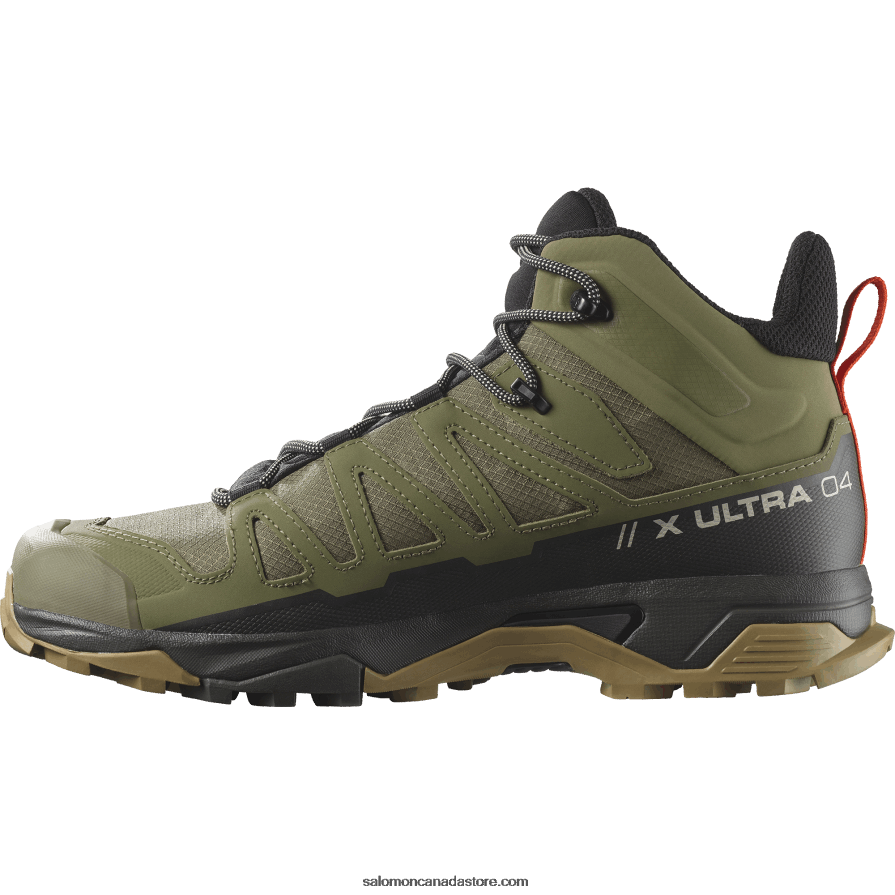 Men\'s Hiking Boots - X Ultra 4 Mid Wide Gore-Tex Salomon Deep Lichen Green/Peat/Kelp X6B4FZ43