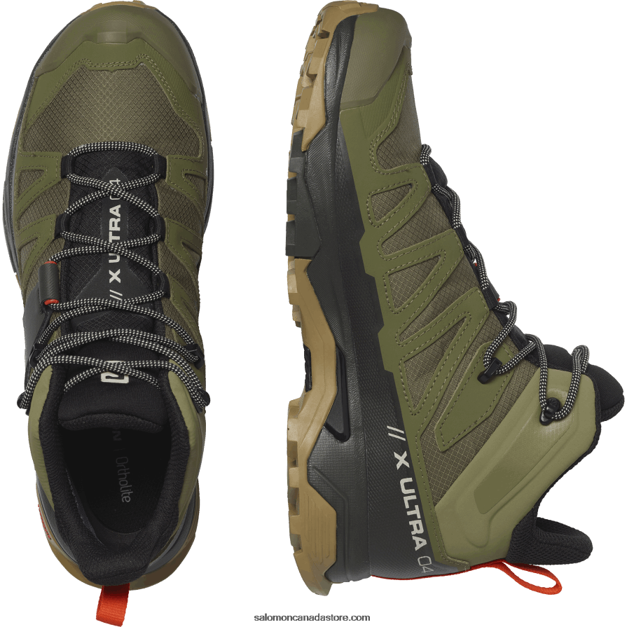 Men\'s Hiking Boots - X Ultra 4 Mid Wide Gore-Tex Salomon Deep Lichen Green/Peat/Kelp X6B4FZ43