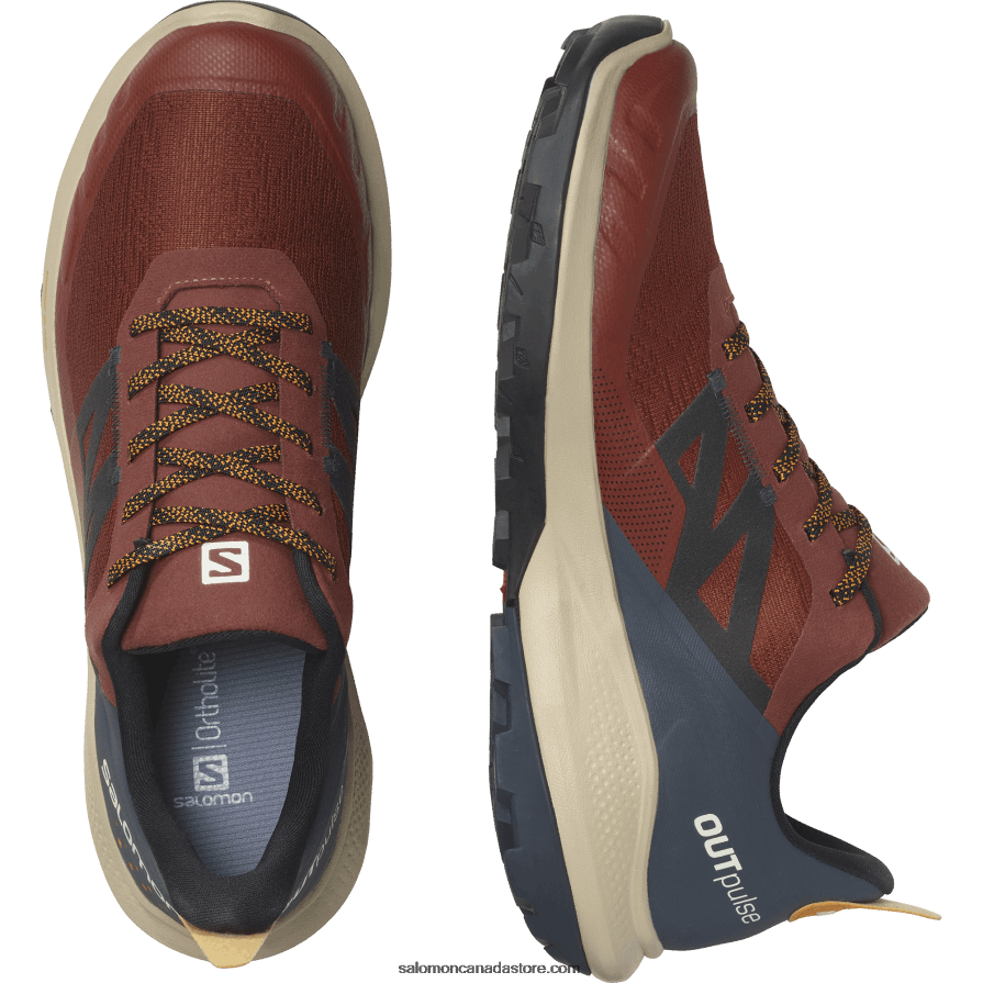 Men\'s Hiking Shoes - Outpulse Gore-Tex Salomon Burnt Henna/India Ink/Turmeric X6B4FZ45