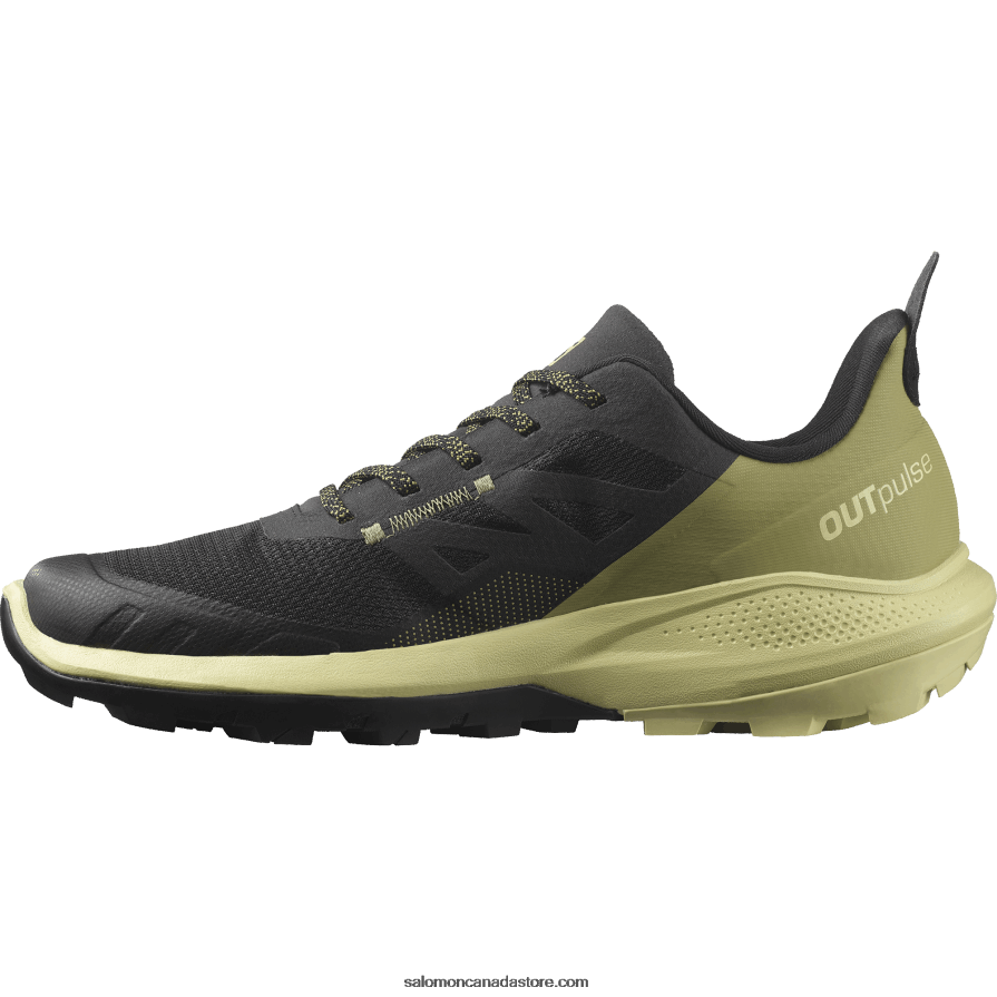 Men\'s Hiking Shoes - Outpulse Salomon Black/Leek Green/Poppy Red X6B4FZ28