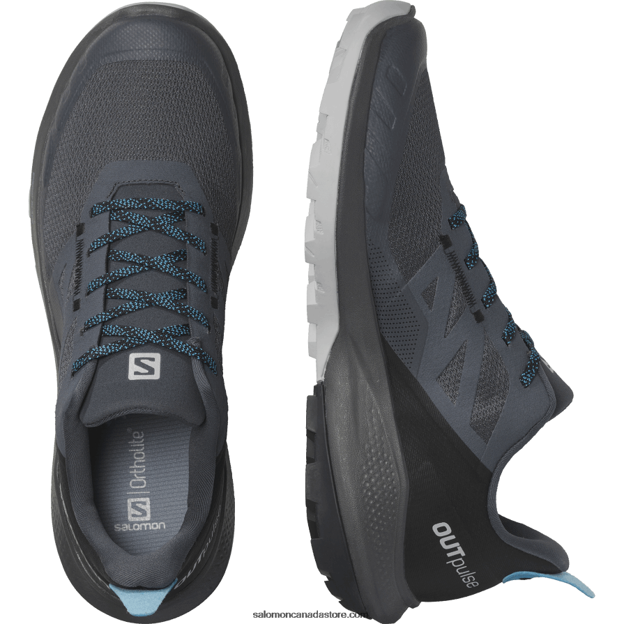 Men\'s Hiking Shoes - Outpulse Salomon Ebony/Black/Algiers Blue X6B4FZ30