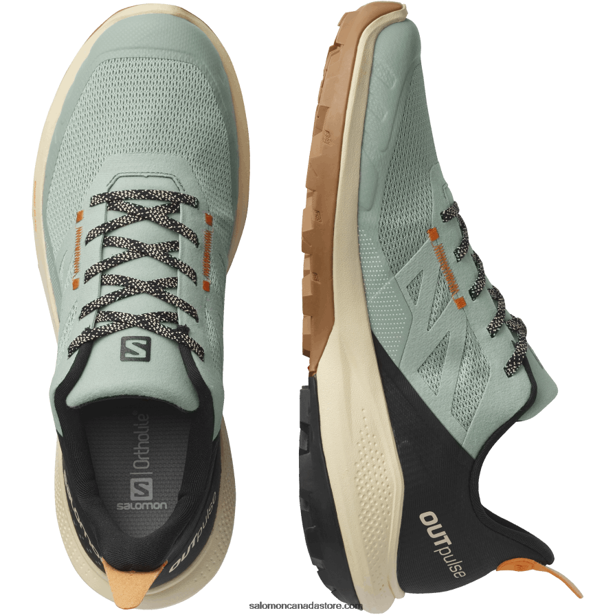 Men\'s Hiking Shoes - Outpulse Salomon Wrought Iron/Bleached Sand/Vibrant Orange X6B4FZ29