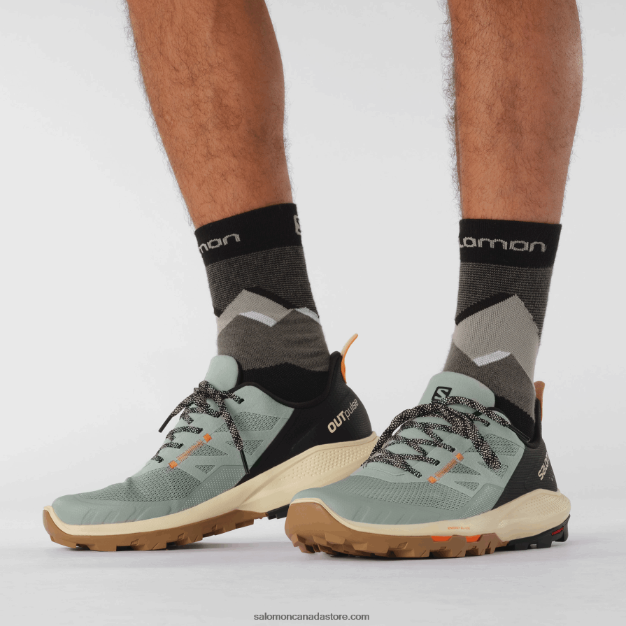 Men\'s Hiking Shoes - Outpulse Salomon Wrought Iron/Bleached Sand/Vibrant Orange X6B4FZ29