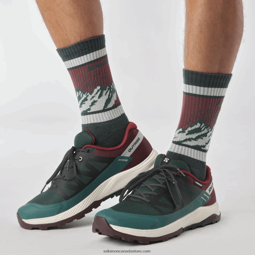 Men\'s Hiking Shoes - Outrise Clima Waterproof Salomon Ponderosa Pine/Bitter Chocolate/Vanilla Ice X6B4FZ55