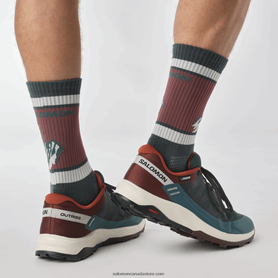 Men\'s Hiking Shoes - Outrise Clima Waterproof Salomon Ponderosa Pine/Bitter Chocolate/Vanilla Ice X6B4FZ55