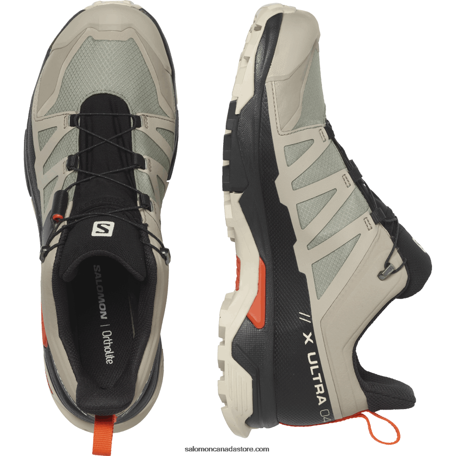Men\'s Hiking Shoes - X Ultra 4 Gore-Tex Salomon Vintage Khaki/Black/Cherry Tomato X6B4FZ18