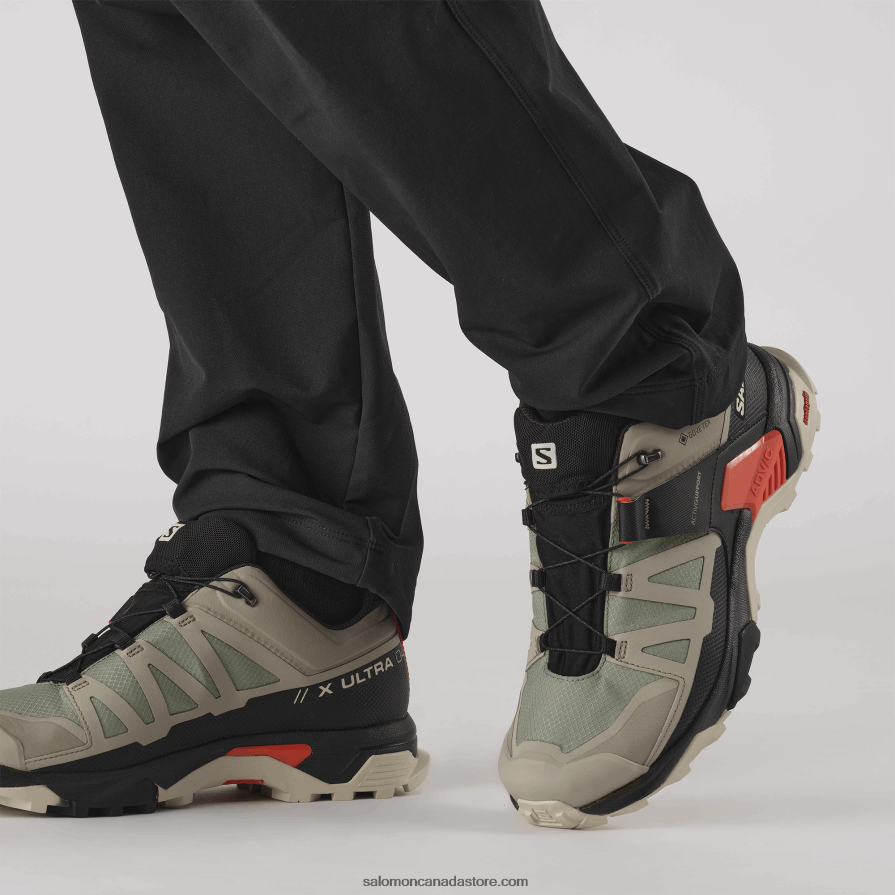 Men\'s Hiking Shoes - X Ultra 4 Gore-Tex Salomon Vintage Khaki/Black/Cherry Tomato X6B4FZ18