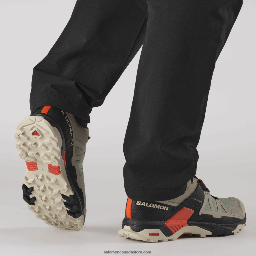 Men\'s Hiking Shoes - X Ultra 4 Gore-Tex Salomon Vintage Khaki/Black/Cherry Tomato X6B4FZ18