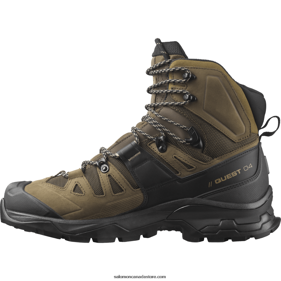 Men\'s Leather Hiking Boots - Quest 4 Gore-Tex Salomon Desert Palm/Black/Kelp X6B4FZ6