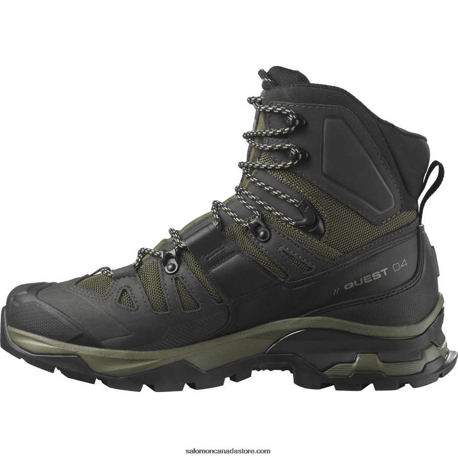 Men\'s Leather Hiking Boots - Quest 4 Gore-Tex Salomon Olive Night/Peat/Safari X6B4FZ5