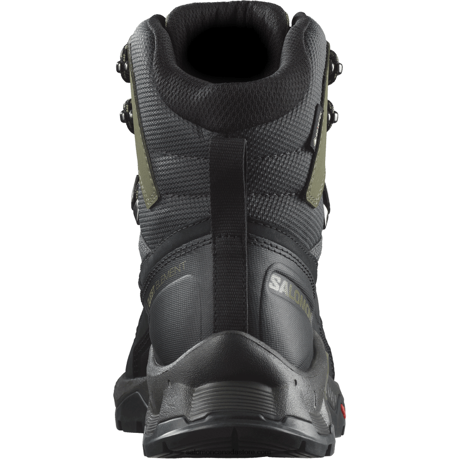 Men\'s Leather Hiking Boots - Quest Element Gore-Tex Salomon Black/Deep Lichen Green/Olive Night X6B4FZ51