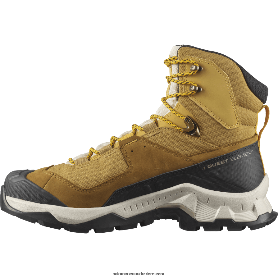 Men\'s Leather Hiking Boots - Quest Element Gore-Tex Salomon Cumin/Bleached Sand/Saffron X6B4FZ50