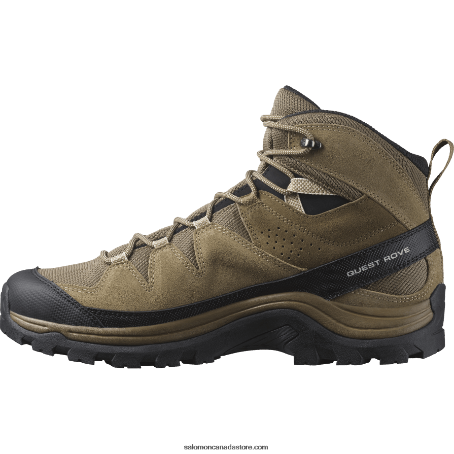 Men\'s Leather Hiking Boots - Quest Rove Gore-Tex Salomon Kangaroo/Kelp/Black X6B4FZ52