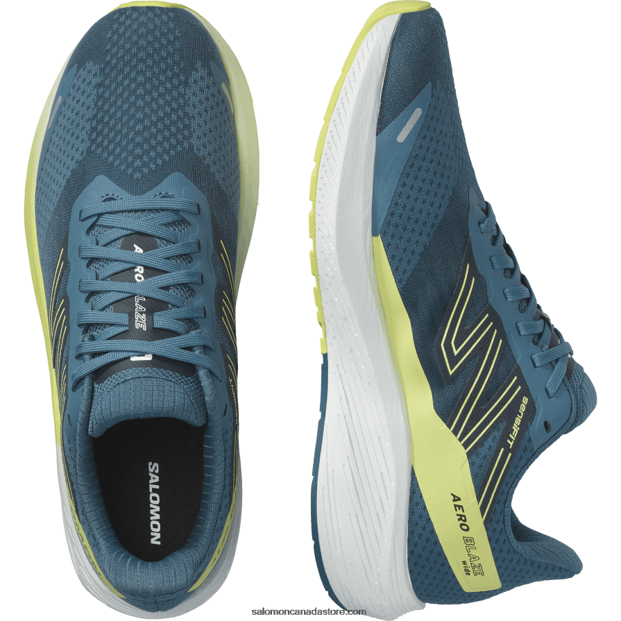 Men\'s Running Shoes - Aero Blaze Salomon Blue Ashes/Sunny Lime/Dark Sapphire X6B4FZ1068