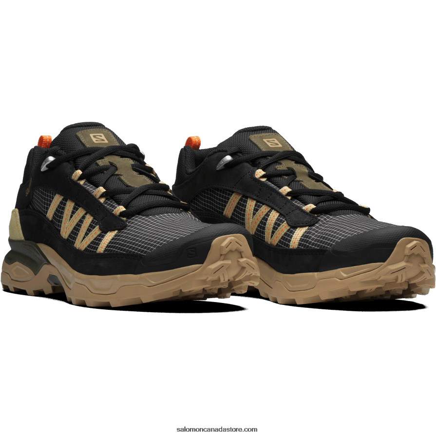 Men\'s Sportstyle Shoes - Shelter Low Leather Salomon Black/Kelp/Leek Green X6B4FZ170