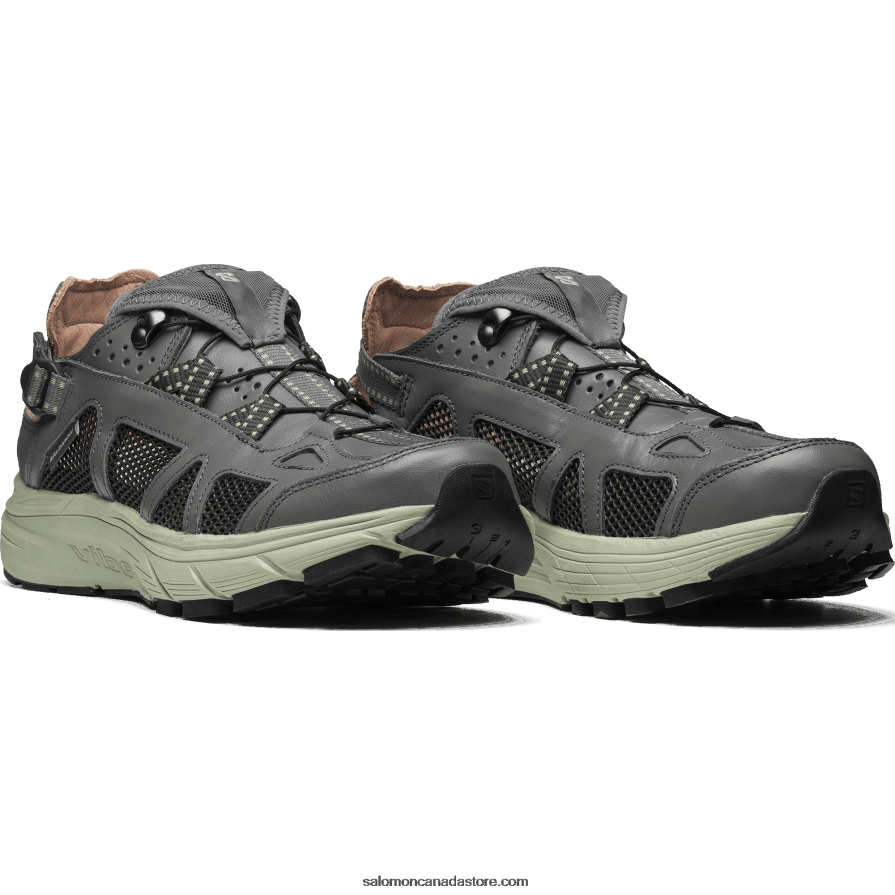 Men\'s Sportstyle Shoes - Techsonic Leather Salomon Pewter/Desert Sage/Beluga X6B4FZ176