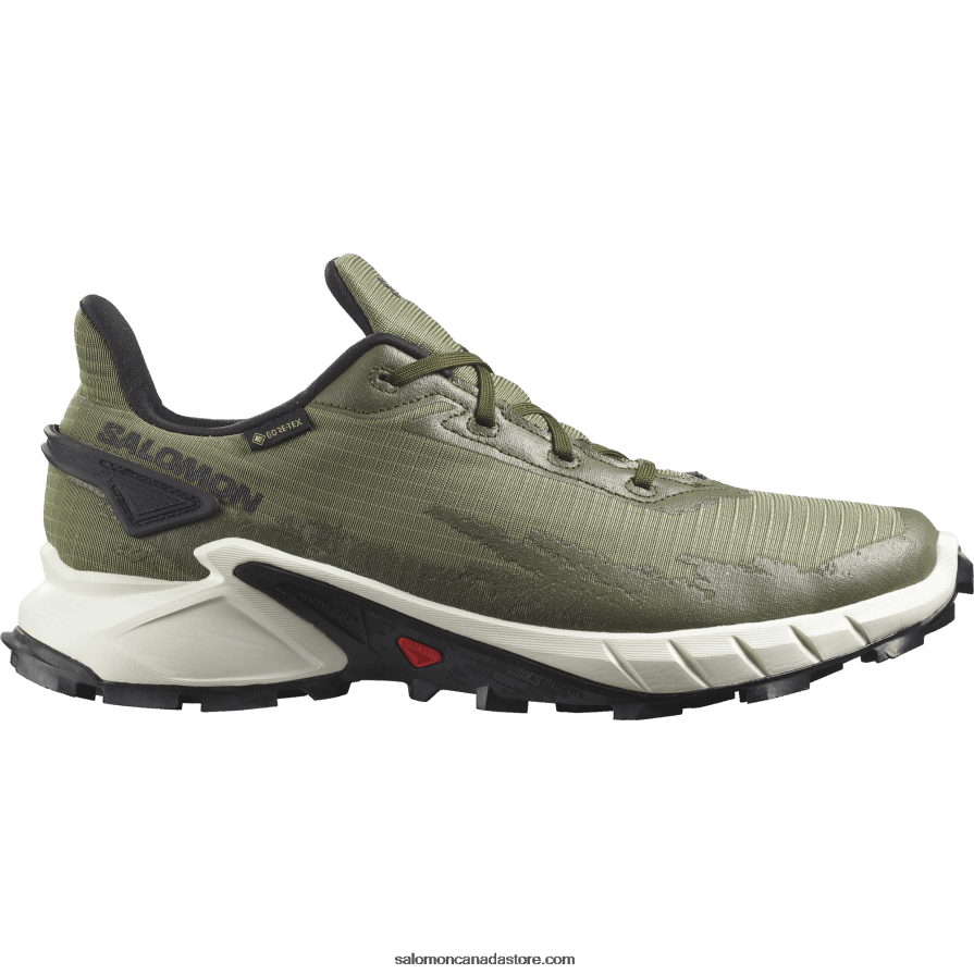 Men's Trail Running Shoes - Alphacross 4 Gore-Tex Salomon Deep Lichen Green/Vanilla Ice/Olive Night X6B4FZ1476