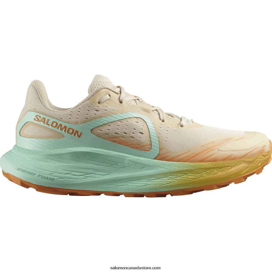 Men's Trail Running Shoes - Glide Max Tr Salomon Bleached Sand/Yucca/Orange Pepper X6B4FZ1446