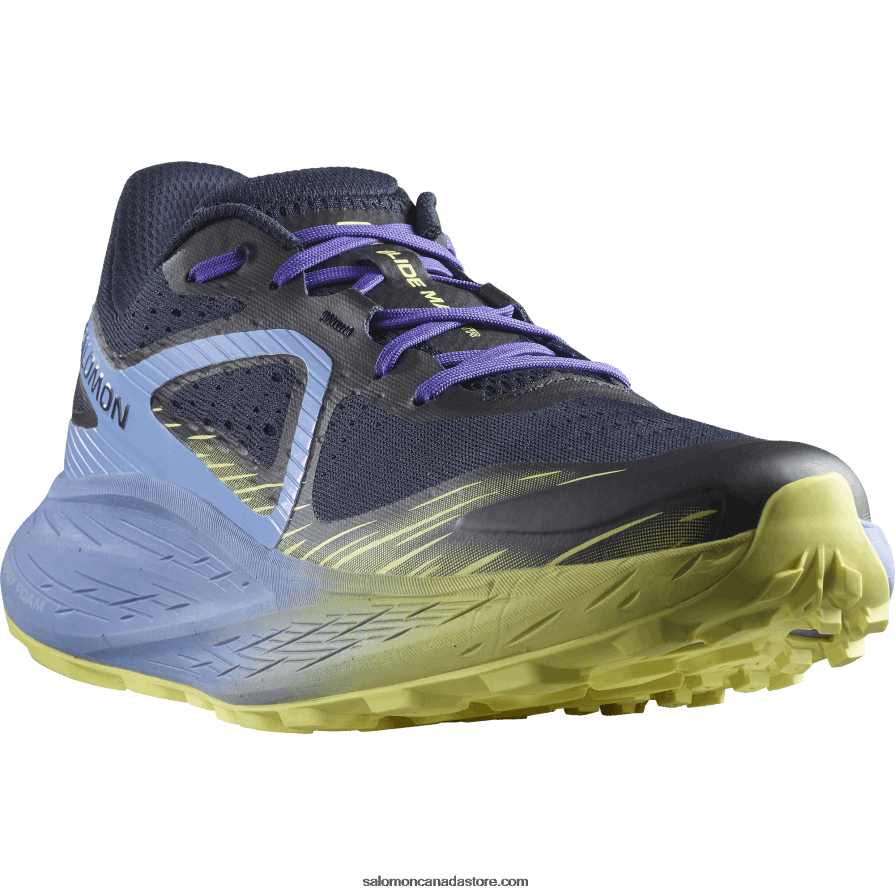 Men\'s Trail Running Shoes - Glide Max Tr Salomon Granada Sky/Dark Sapphire/Sunny Lime X6B4FZ1448