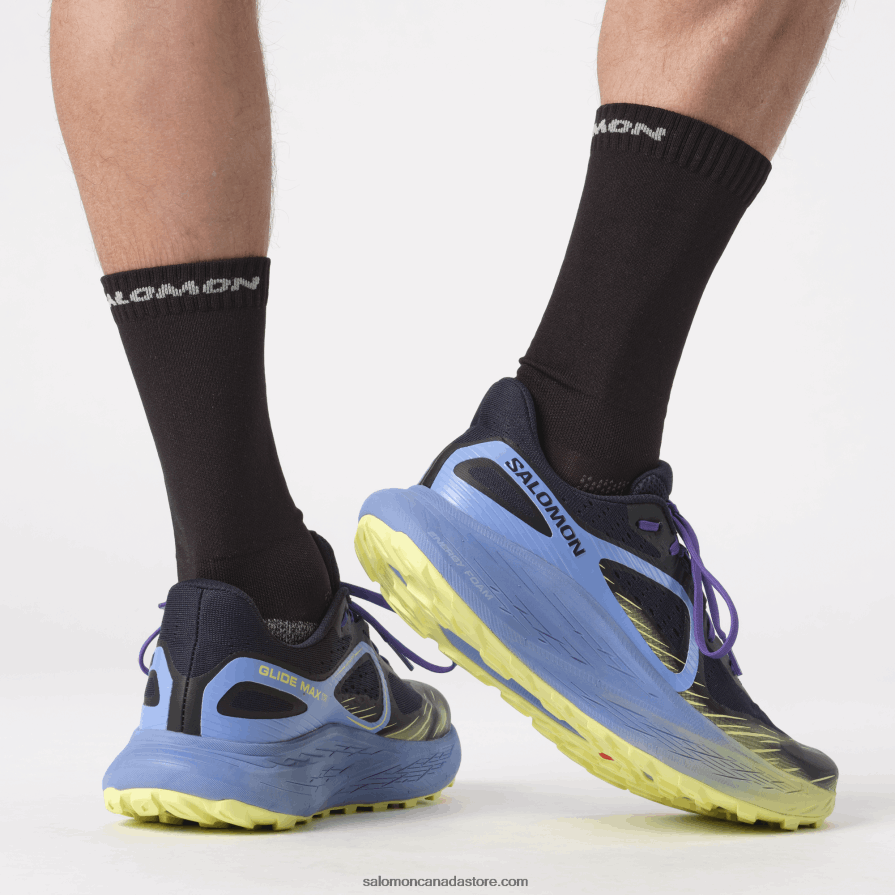 Men\'s Trail Running Shoes - Glide Max Tr Salomon Granada Sky/Dark Sapphire/Sunny Lime X6B4FZ1448