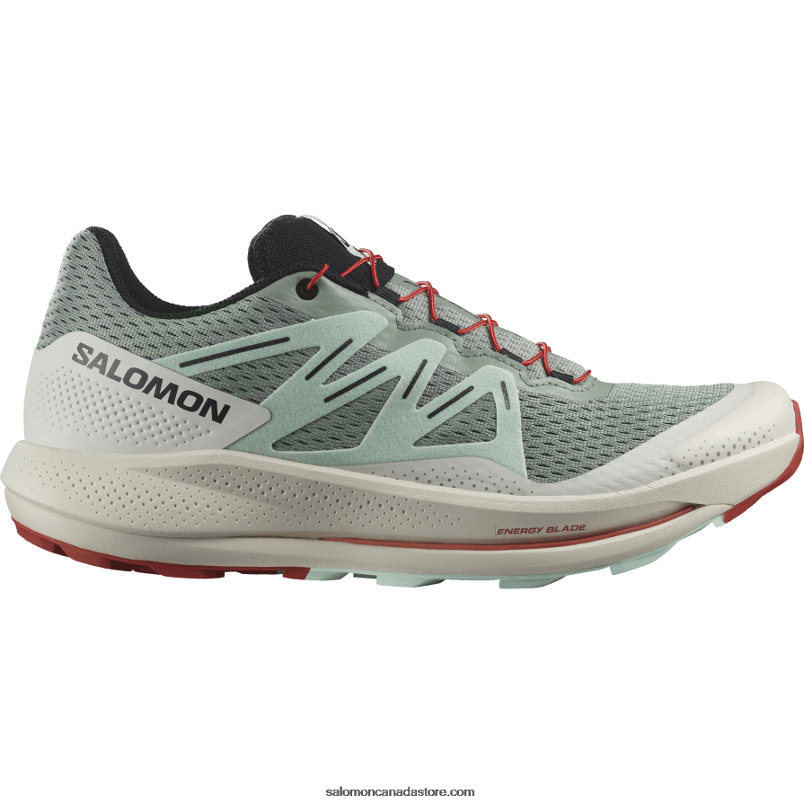 Men's Trail Running Shoes - Pulsar Trail Salomon Lily Pad/Bleached Aqua/Hot Sauce X6B4FZ1464