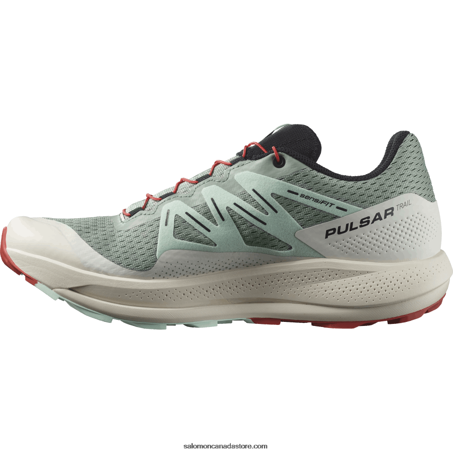 Men\'s Trail Running Shoes - Pulsar Trail Salomon Lily Pad/Bleached Aqua/Hot Sauce X6B4FZ1464