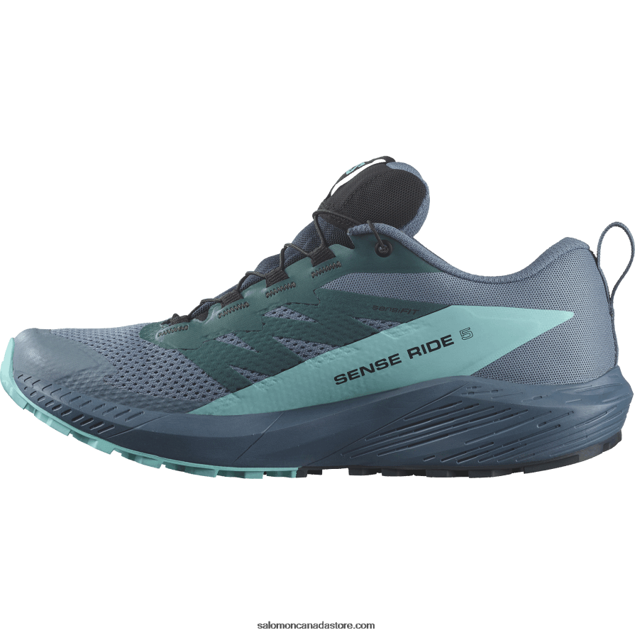 Men\'s Trail Running Shoes - Sense Ride 5 Gore-Tex Salomon Carbon/Blue Radiance/China Blue X6B4FZ1445